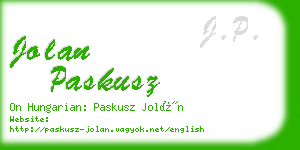 jolan paskusz business card